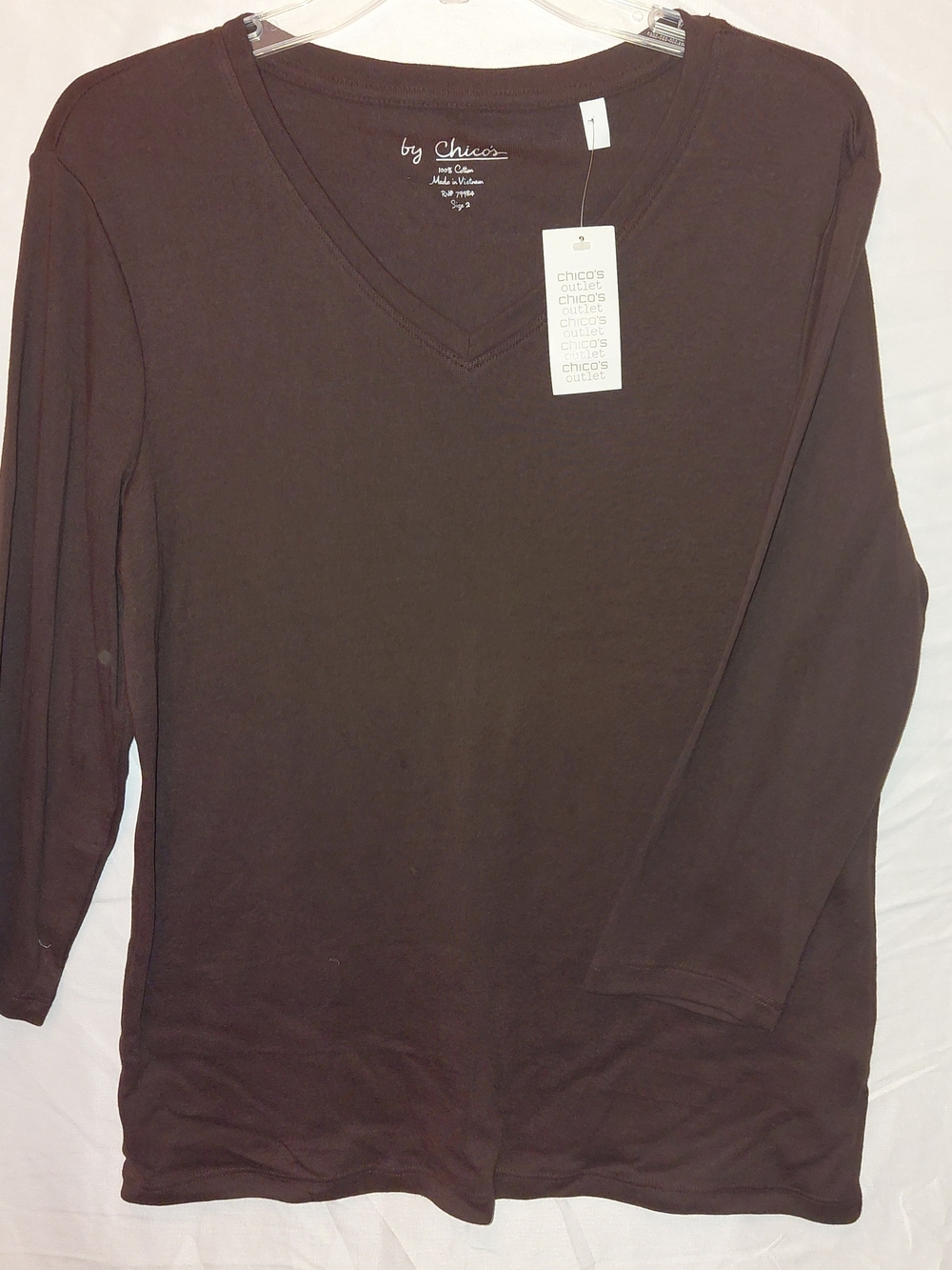 Chico's Women s V-Neck Long Sleeve Top - Brown #2486